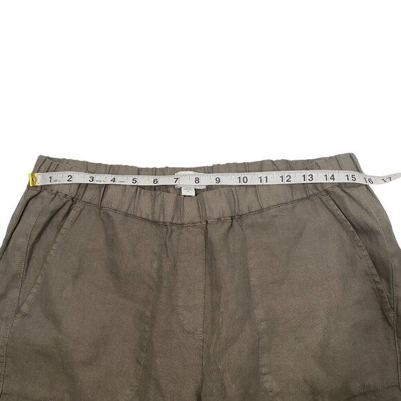 Pure Jill roll tab pull on Linen Elastic Waist Pants M Relaxed Fit cool khaki - Picture 8 of 11